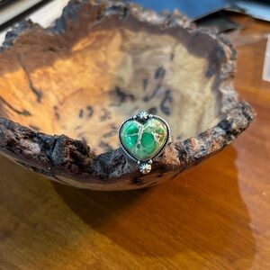 Heart-Shaped Varisite Stone Ring